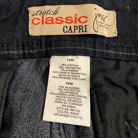 JMS Shorts Stretch Classic Capri Women’s Size 18W Blue Jeans - Picture 7 of 13
